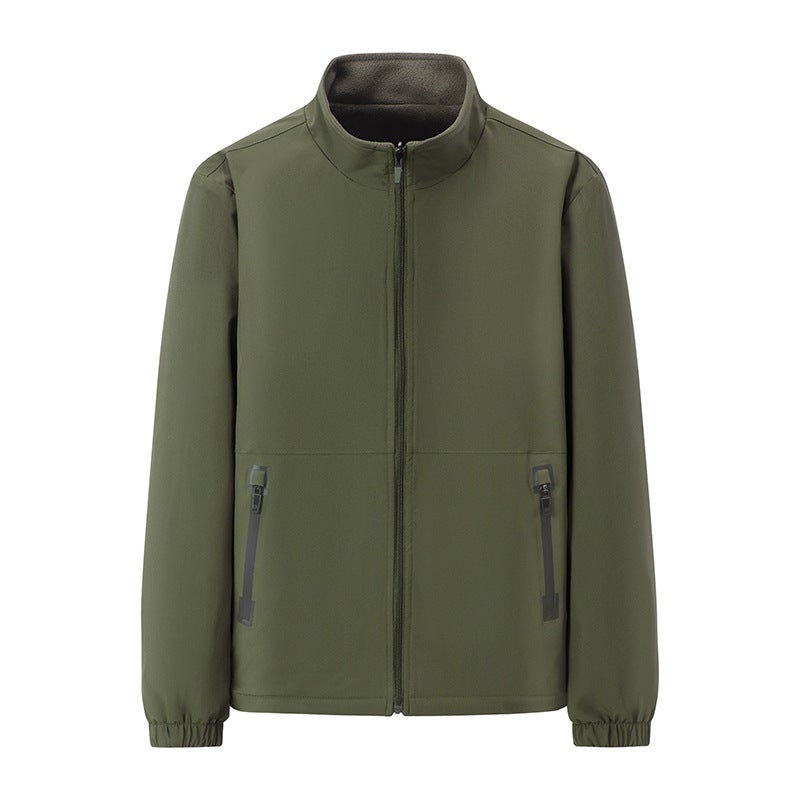 2024 Autumn New Middle-Aged And Elderly Dad Autumn Business Coat Fleece-Lined Thickened Fleece Middle-Aged And Elderly Lamb - Image 3